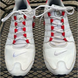 Nike Shox White Red  Running Shoes Mens Size 13 - 378341-150
